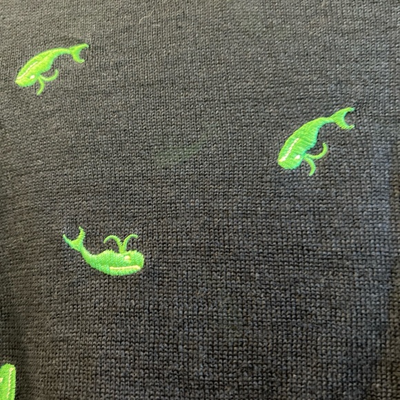 J. Crew Navy Knit with Green embroidered whales xs - Picture 2 of 9